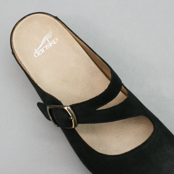 Dansko 40 Ladies 9.5-10 Britney Black Burnished Shoes Clogs Sandals Mules Slides - Picture 7 of 12